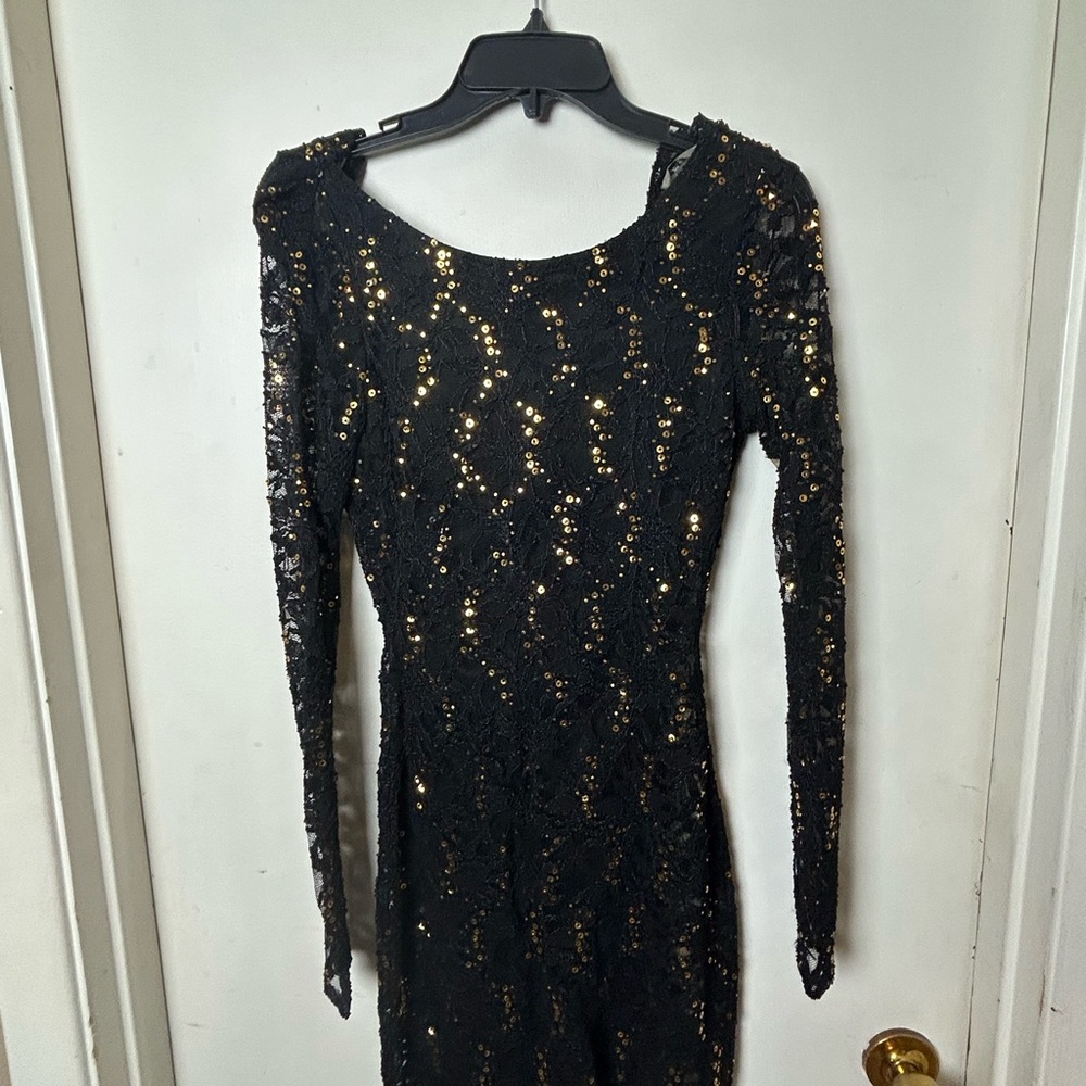 Emerald Sundae Black Dress with Gold Sequins